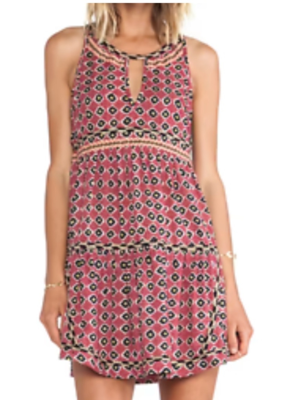 Pam & Gela Teired Ikat Dress Woman’s Size L